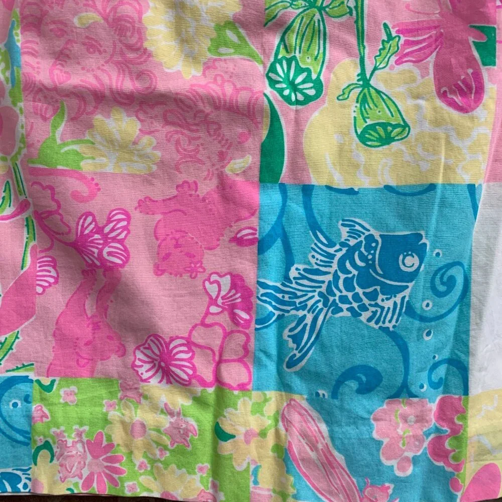 Lilly Pulitzer Patchwork Y2K Pink Yellow White Green Women's Size 10 Skirt GUC
